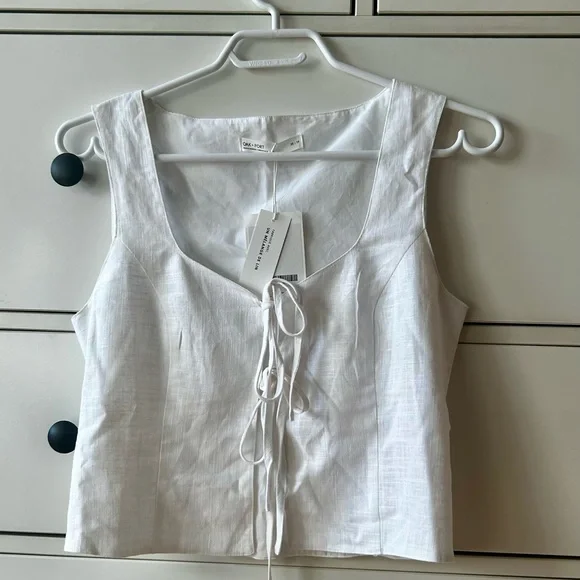 OAK + FORT White Linen Blend Top - Picture 1 of 3